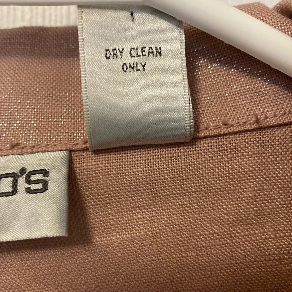 Chico’s Pink Linen Jacket Shirt Tie Waist - Picture 5 of 15